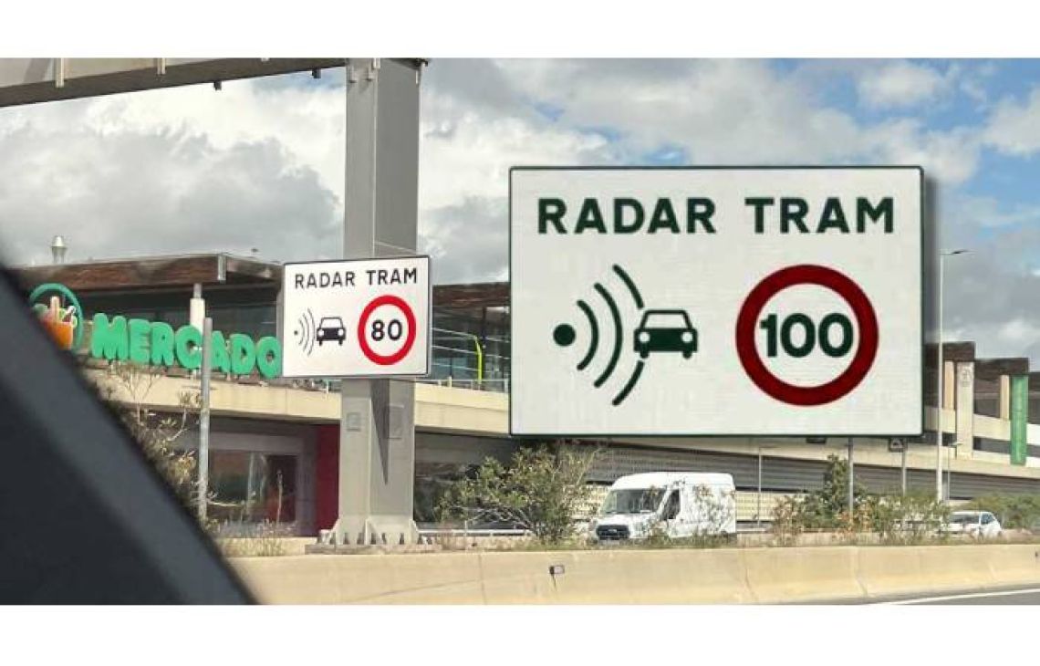 Znak Radar Tram na drogach Hiszpanii