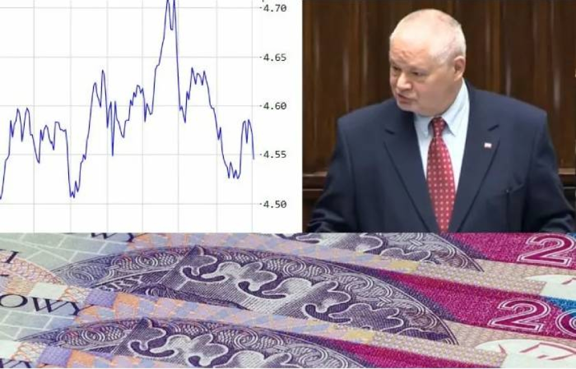 Złoty stracił na wartości podczas wystąpienia prezesa NBP
