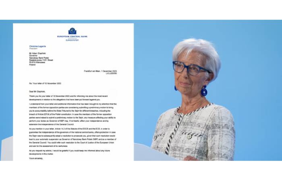 Christine Lagarde wysyła Glapińskiego do TSUE